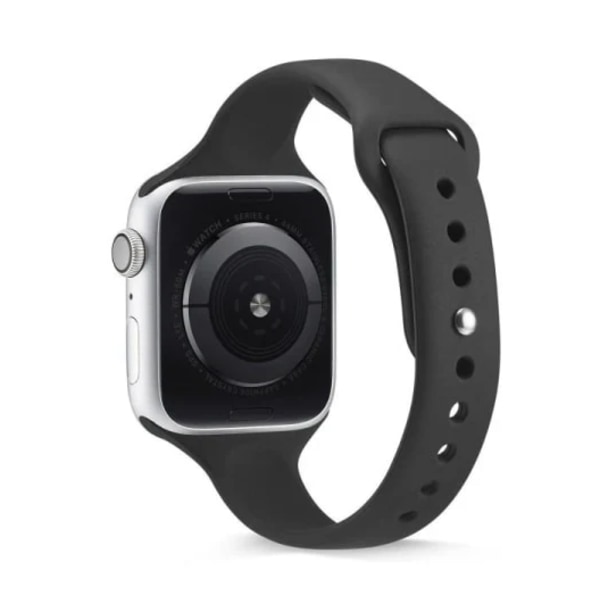 Passar Apple Watch 38/40/41, 42/44/45/49mm ultratunt modernt silikonarmband, slankt armband black 38/40/41mm