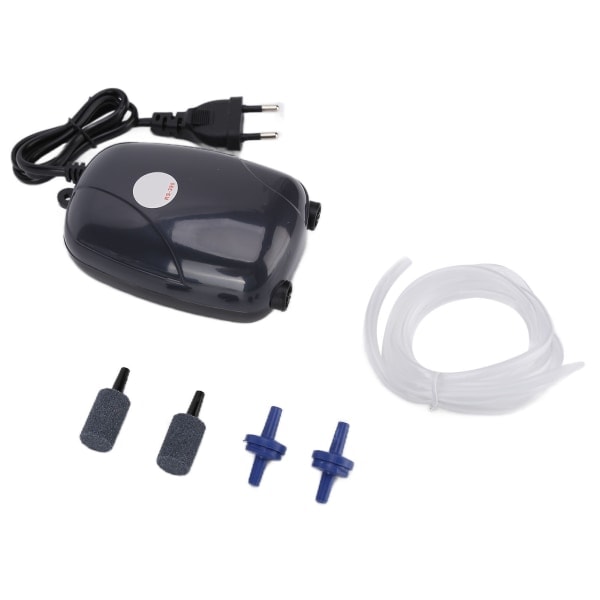 Oksygenpumpe liten profesjonell stum oksygenering akvarieluftpumpe EU-plugg 220V for fiskeoppdrett dobbelthull