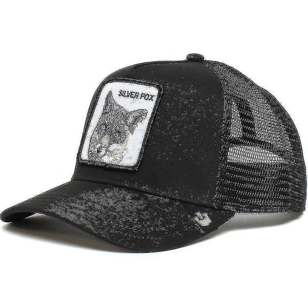 Aikuisten musta Panther Mesh -lippis Kesä Baseball -lippis Trucker -lippis W-WELLNGS Hopeinen Kettu - Musta Hopeinen Kettu - Musta Silver Fox - Black