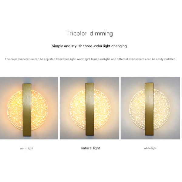 Vägglampa inomhus akryl LED-vägglampa - lyxig vardagsrum sovrum sängbord - modern enkelhet - tre-tonsbelysning - ledningsanvändning Golden square gold foil