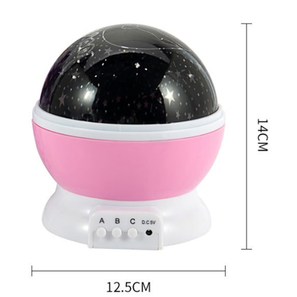 Børnenatlys, Måne- og Stjerneprojektor 360 Graders Rotation - 4 Lysfarver 8 Lysændringer med USB-kabel, Unik Gave til Mænd Kvinder Børn pink
