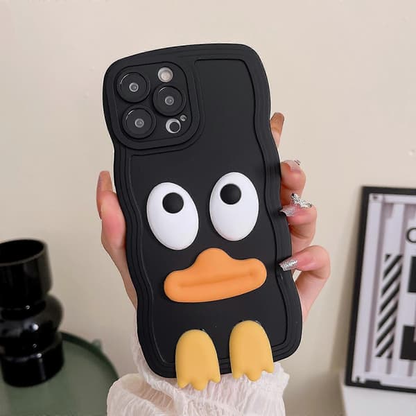 Wave Edge Big Duck silikone telefoncover med håndledsrem til iPhone 14 Pro Max
