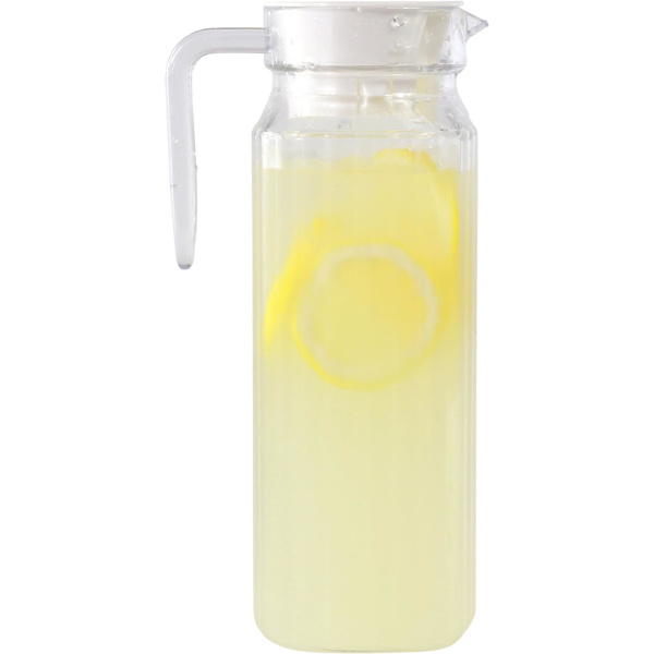 Kvadratisk plastkanna med lock - 1,1 liter