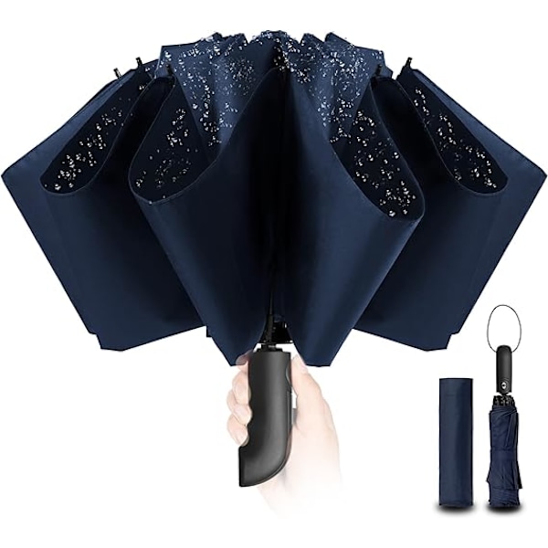 Compact Umbrellas Windproof Strong - Automatic Windproof Inverted Umbrellas for Men and Women, 210T Teflon Coating 105cm Span, 10 Large Umbrellas