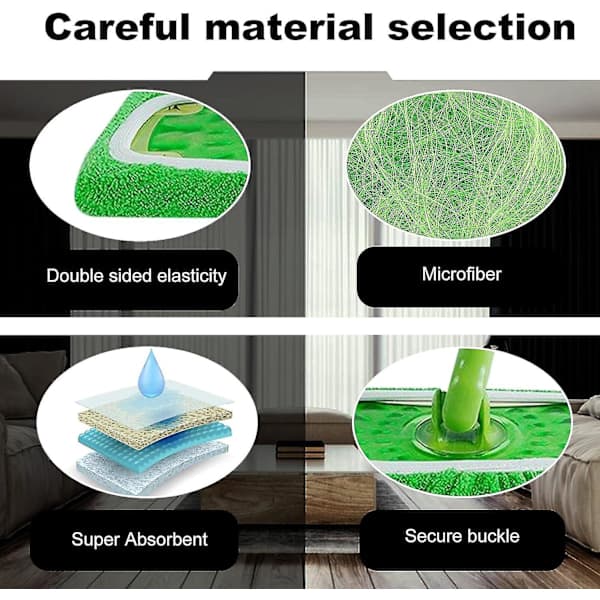 Genanvendelige mikrofiber moppepuder til Swiffer Sweeper moppe, tørre støvklude og våde moppeklude til gulvvask