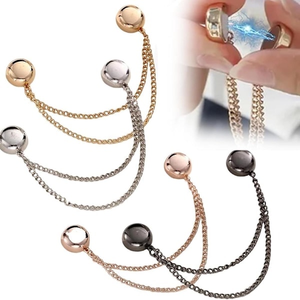 Multifunktionella Magnetiska Klädklämmor, 4-Pack Starkaste Magnetiska Knappklämmor, Mångsidig Färgglad Knapplös Brosch Kläder Hija