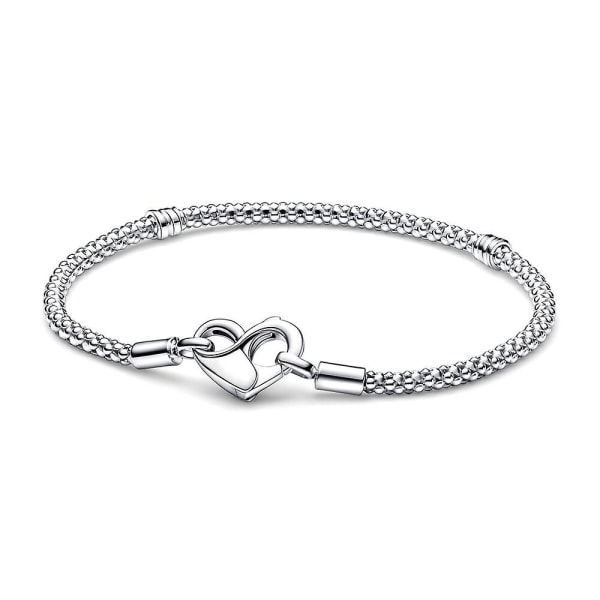925 Sterling Sølv pan Moments Besat Kædearmbånd Passer Charms DIY Kvinder Hjerte Gaver 20cm 20cm