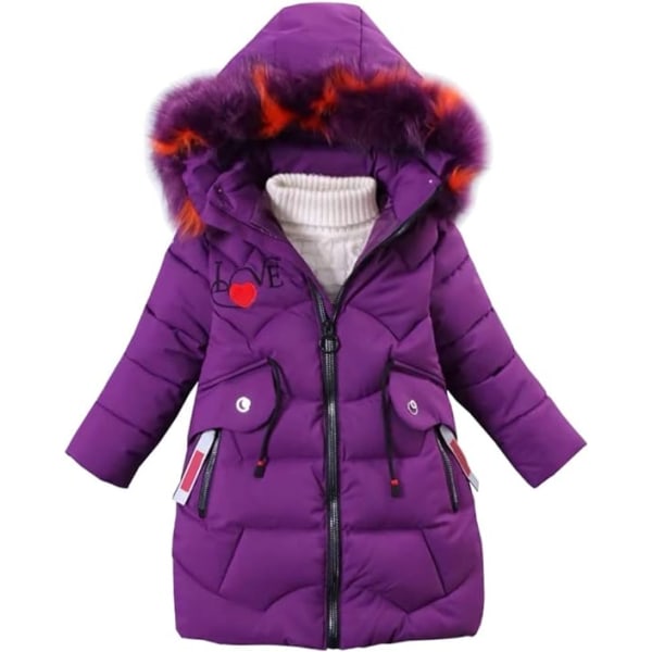 Lila barndunjacka med tjock varm kappa 150cm purple 150CM