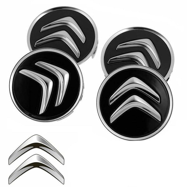 4 stk/sett 60mm Bilhjul Navkapsler Senter For Citroen-STØRRELSE: Svart