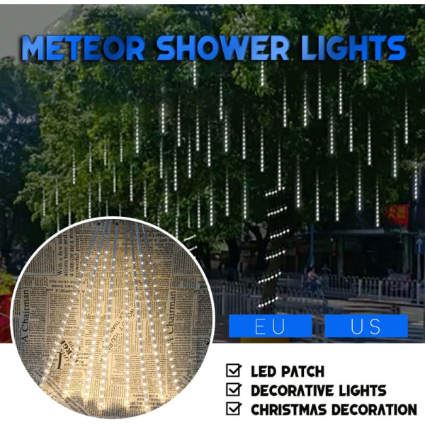 Meteor Shower Tree Light (europæisk standard Meteor Shower 50 cm patch sæt med 8 stykker + farve) vit