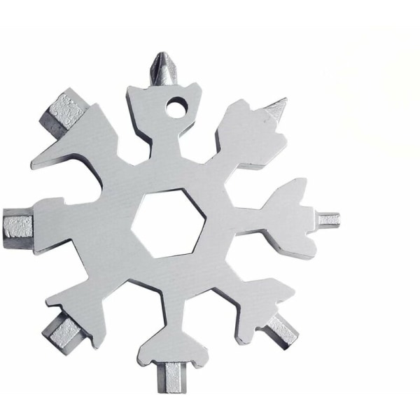 Hvit snøfnugg nøkkelverktøy (åttekantet karbonstål sølv) vit