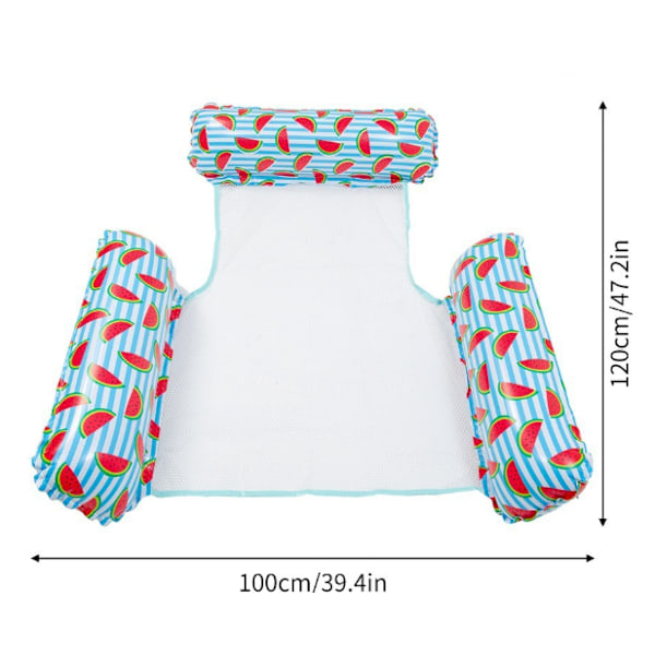 Uppblåsbar PVC luftkudde swimmingpool, swimmingpoolleksaker vattenhängmatta 4 i 1 vattenleksaker pooltillbehör, lämplig för flera scener Three stripes watermelon