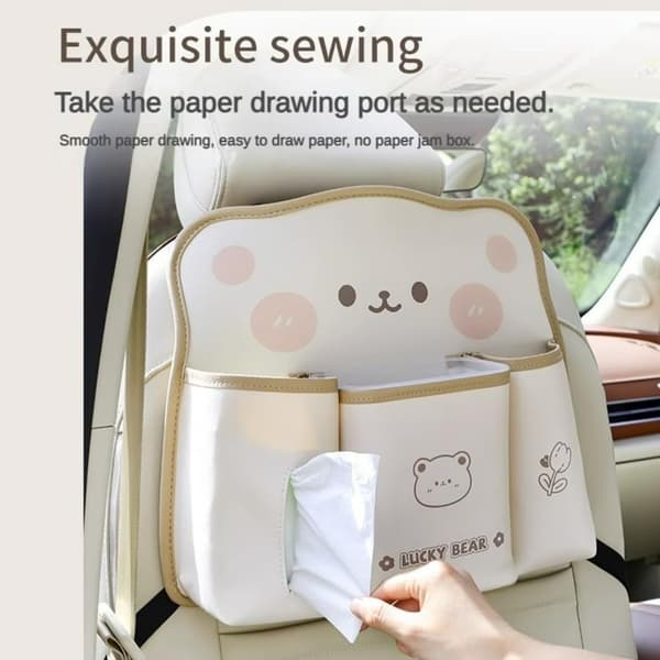 Bilsete Oppbevaringspose Søppelbøtte Papirholder Anti-Kick Pad Cute Rabbit Storage