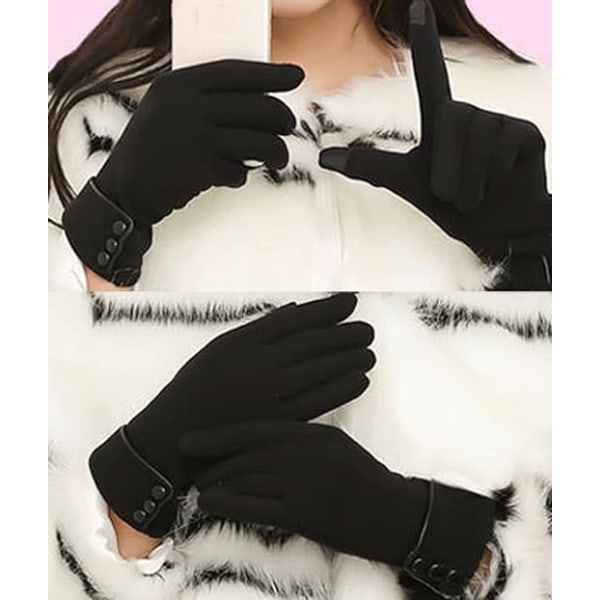 Vinterridning fleece pekskärmshandskar svarta lika stora
