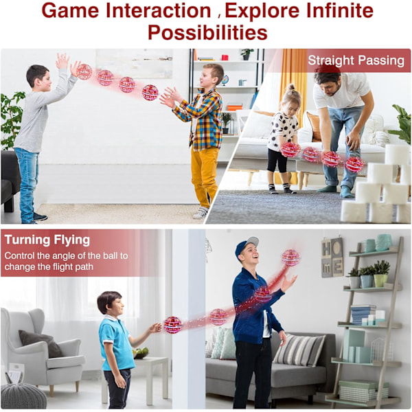 Smart sensor boomerang hover ball, flygande spinner med oändliga tricks, coola leksakspresenter för pojkar och flickor tonåringar inomhus utomhusleksaker red