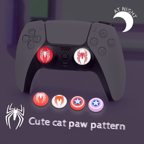 4 st mjuka silikontumgrepp, tecknade halkfria joystick-skydd, kontrollertumgrepp tillbehör reservdelar för PS4, PS5, Xbox Series
