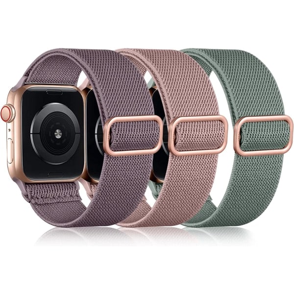 Strækbare nylon solo loop-bånd kompatible med Apple Watch 3 stk. 5 42mm/44mm/45mm/49mm 3pcs 5 42mm/44mm/45mm/49mm