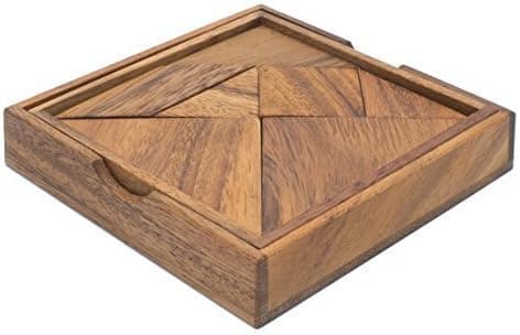 Puinen Tangram-palapeli - Aivojumppapelit lapsille ja aikuisille - Puupalapeli - Logiikkapeli