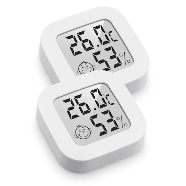 2 stk. Digitalt termometer hygrometer LCD innendørs utendørs