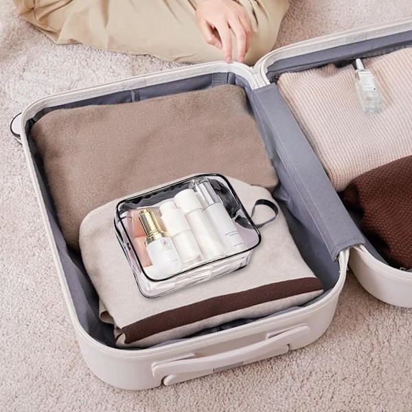 Klar Toalettveske for Reise, 3-Pakning TSA Godkjent Toalettveske med Hengehåndtak, Transparent reise toalettveske Væskevesker