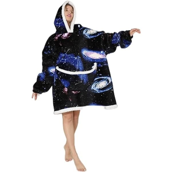 Oversized hettegenser, Unisex, Myk og Varm Sherpa Fleece Hettegenserteppe
