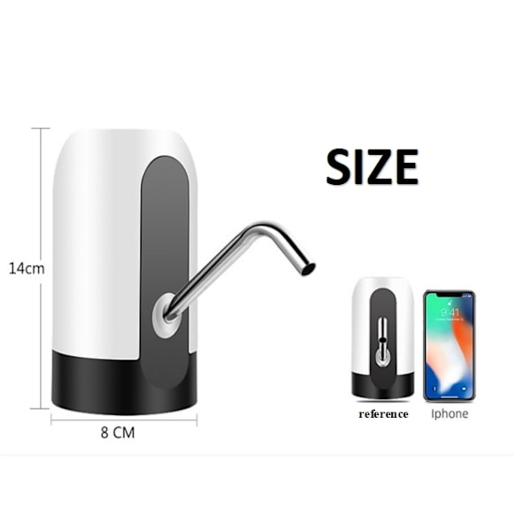 Vatten Dispenser Elektrisk Bärbar USB Laddning Vattenflaska Pump，Vattentät Led Ljusbrytare，för Inomhus, Utomhus Camping White
