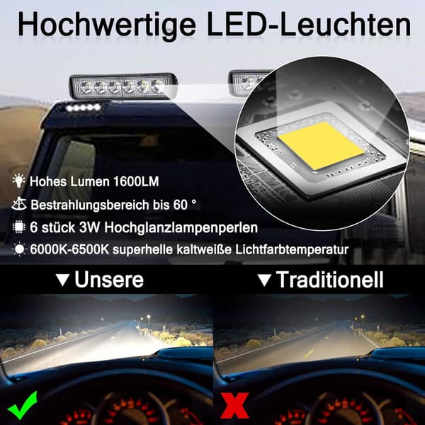 4 x 18W LED arbeidslys, LED ekstra frontlykter