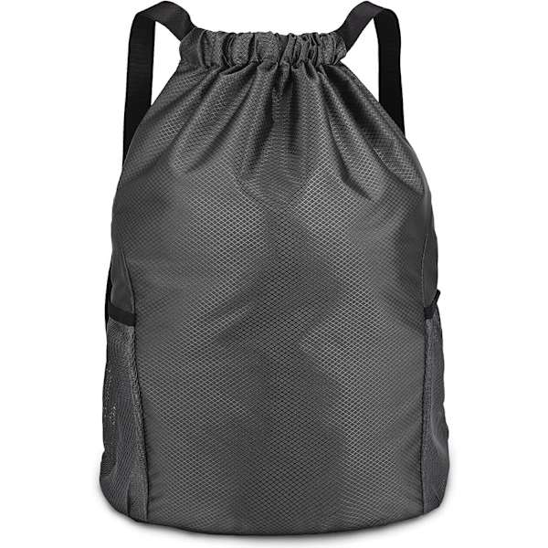 Kiristysnauhalla varustettu kuntosalilaukku, kuntosalilaukku, kiristysnauhalla varustettu reppu, unisex-liikuntakassit, kiristysnauha ulkopuolisella vetoketjulla, urheilukuntosalilaukku, jossa on kaksi sivutaskua, suuri