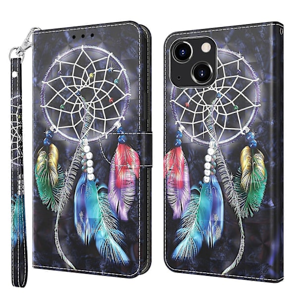 3D-malet læder telefoncover til iPhone 14 Plus