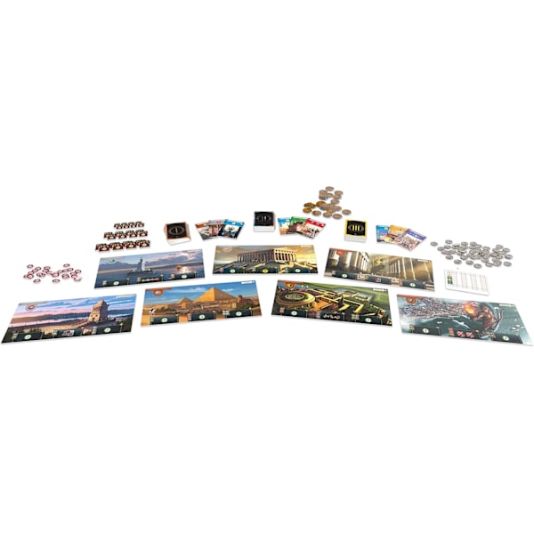 Repo Productions | Seven Wonders | Prisbelønnet sivilisasjonsspill | 10 år på markedet | 3 til 7 spillere | 30 minutter per spill