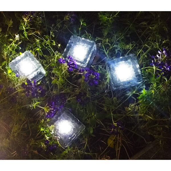 4 stk. LED solcelle jordlys glasbelysning solcellelys