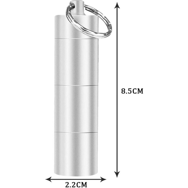 2 stk. Aluminiums pilleæske, bærbar pilleæske vandtæt daglig pillebeholder holder 3 rum metal lomme pilleæsker rejse pilleholder