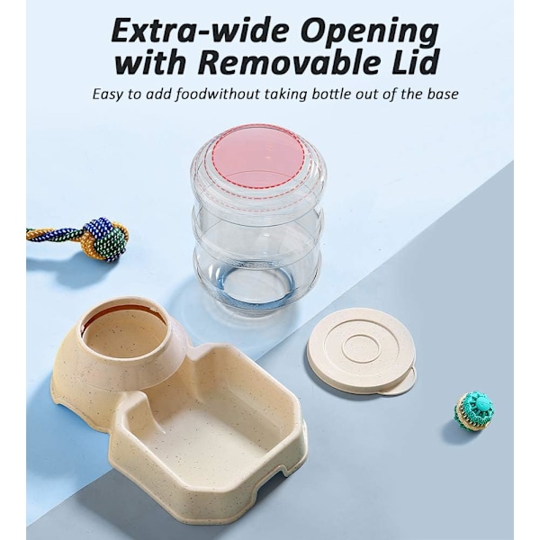 Automatisk foderdispenser til hunde og katte, BPA-fri, tyngdekraftspåfyldning, nem at rengøre, selvfodring. White-Feeder