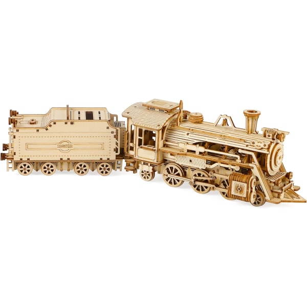 DIY handgjorda trämonterad leksaksbil modell lyx ångtåg MC501 Luxury steam train