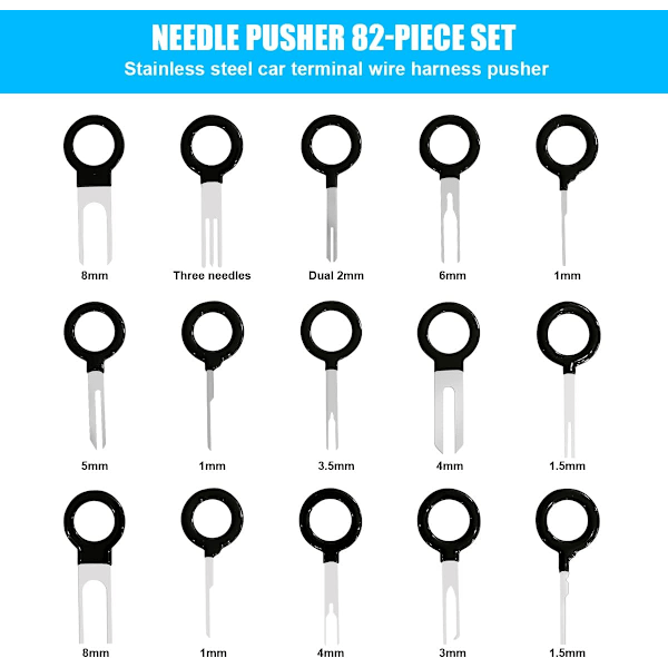 82PCS Terminalfjernelsesværktøjssæt, Pin Release Extractor Wire Connector, Depinning Tool Sæt med Beskyttelsestaske