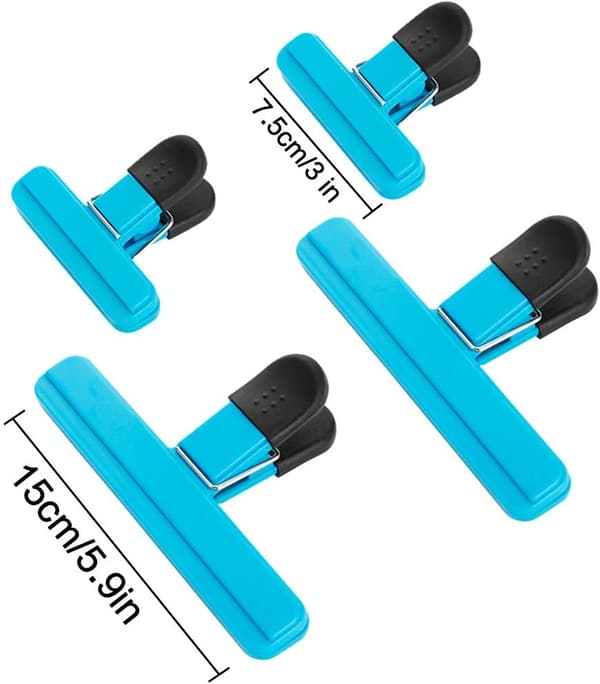 12 stk Plast Lås Klips Mat Tenger (2 Størrelser)