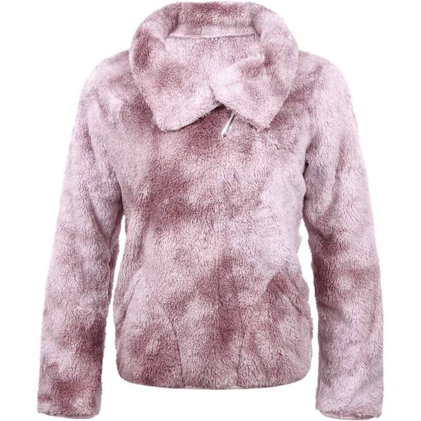Dame Fleece Jakke, Kvart Lynlås Sweatshirt, Varm og Fleksibel Jakke til Vinter og Efterår Frotis Rosa Oscuro M