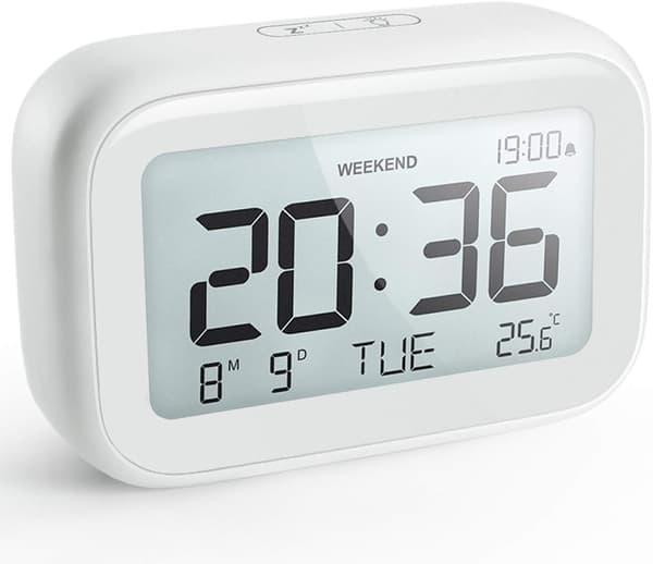 Laddningsbar digital väckarklocka med temperatur, väckarklocka
