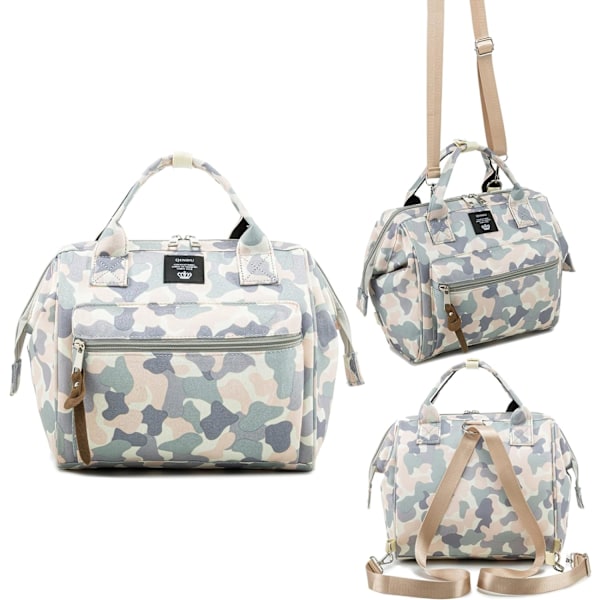 Liten blöjryggsäck, miniryggsäck för blöjor och axelväska för blöjor med isolerad ficka Camouflage