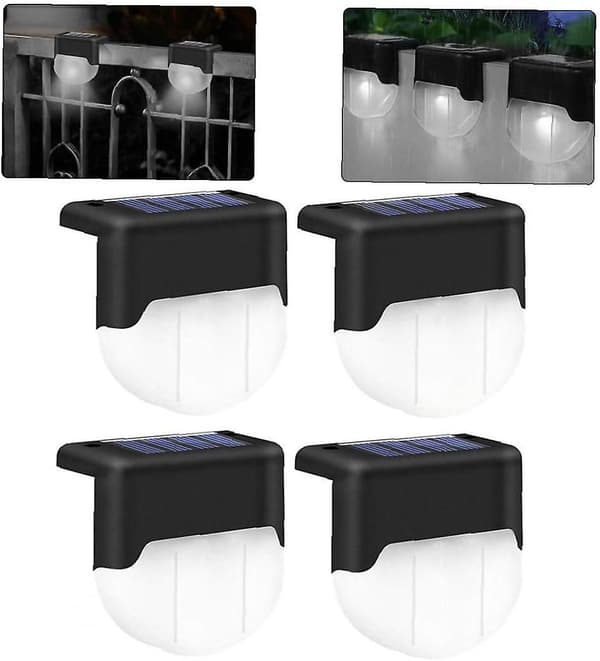 Solcellebrolys Udendørs Scene Lys Led Lampe Solcellehegnlys Til Have Have Hvid Sort Skal 4stk