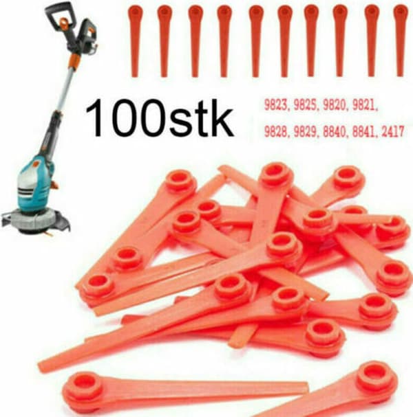 100X Plastblader Erstatningsblader for Hagegress Trimmer