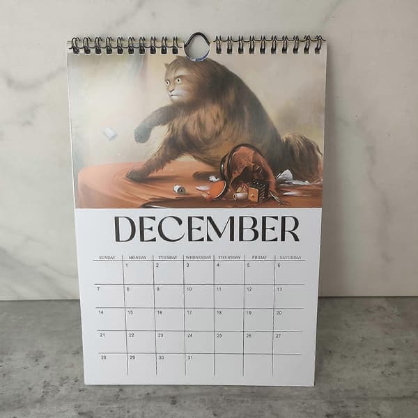 2025 Sprøtt Middelalderkatte Maleri Kalender Julegave