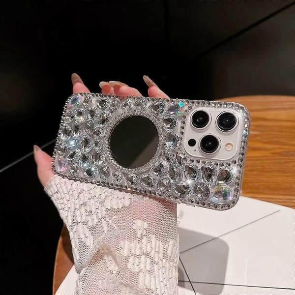 Käsintehty peili bling strassi PC-puhelinkotelo iPhone 16e:lle
