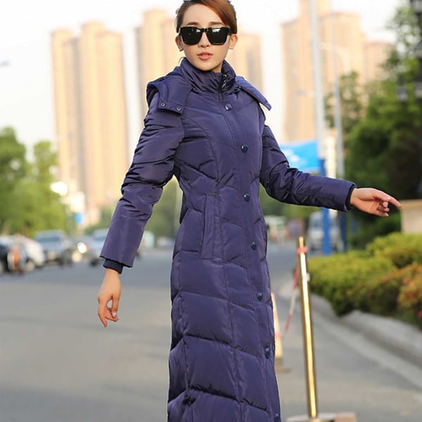 Kongeblå dunjakke kraftig jakke med hætte til kvinder /L Royal blue L