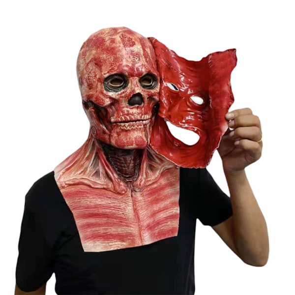 Halloween horror mask head cover mouth movable skull head cover horror skull mask