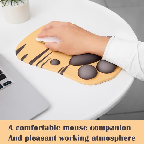 Musematte med kattepote, ergonomisk musematte, musematte i silikongel, søt musematte, Kawaii musematte, for hjem/kontor/spilling, musematte grønn og gul Grey & Black