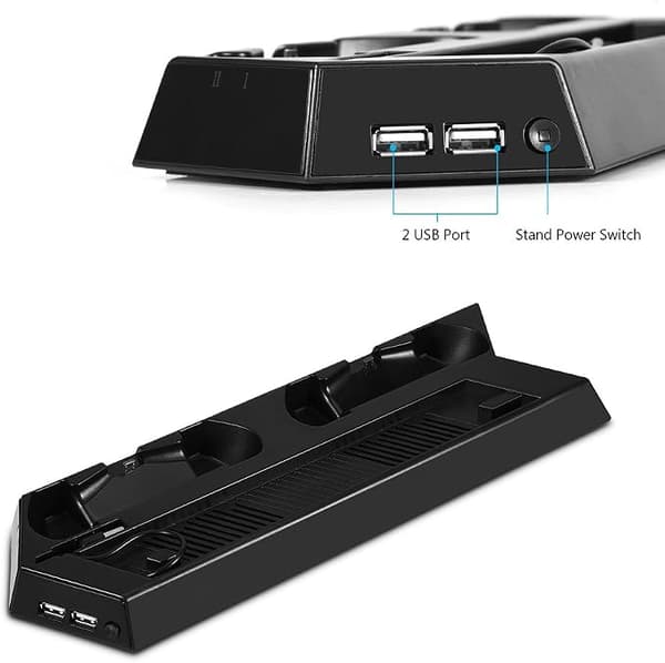USB-vifte Kjøler Dobbel Ladestasjon Dokk Stativ 2-ports USB-hub
