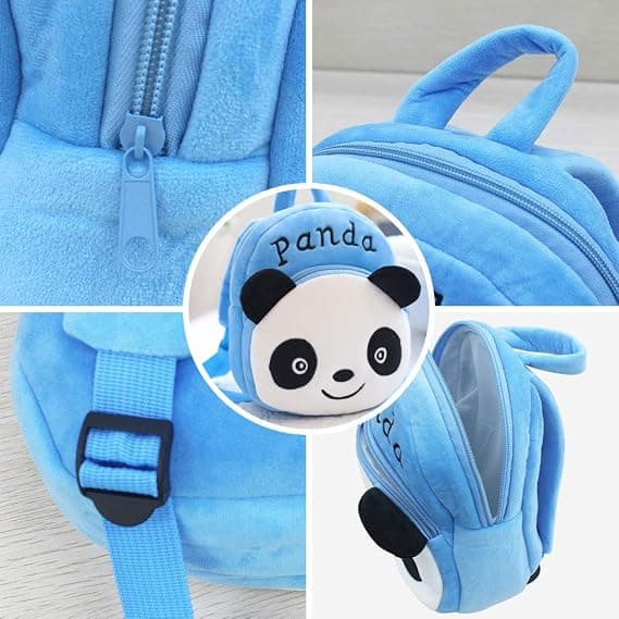 Söt Tecknad Barn Skolväska, 3D Blå Panda Småbarnsryggsäck