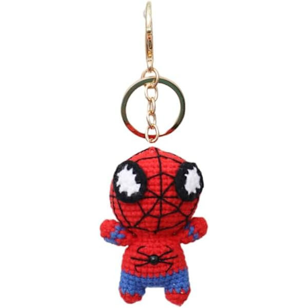 Valmis käsin virkattu Spiderman-riipus Neuleavaimenperäriipukset Kudottu piirretty nukke Laukun ripustus