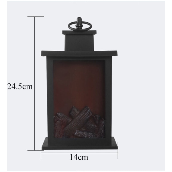 Realistisk dekorativ pejs Lanterne Batteridrevet spisebord indendørs/udendørs pejsebelysning, 1 stk., sort, H